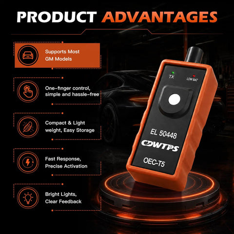Universal Tpms Relearn Tool For Tire Pressure Sensor Activation For Gm Vehicles Chevy Buick Gmc Cadillac Supporting 315Mhz And 433Mhz Bands, compact design with user-friendly features.