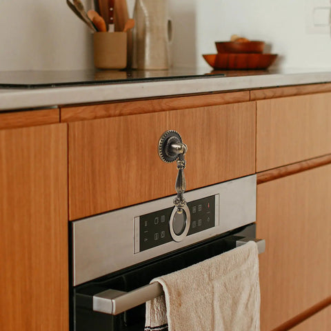 Vintage Cabinet Knobs With Sturdy Heavy Duty Drawer Pulls For Dressers And Interior Doors Hella Durable Hardware For An Instant Room Glow Up Easy Mount Two Pack on a wood kitchen cabinet.