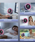Desk Fan For Bedroom And Office With 100 Speed Levels And Digital Display, USB fan in various home and outdoor settings, pink.