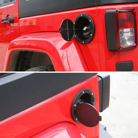 Jeep Wrangler 2007 2018 Gas Cap Fuel Door Cover No Locking Gas Tank Cover For JK JKU Rugged ABS installed on vehicle