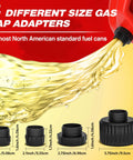 Four different size gas cap adapters for Portable Fuel Transfer Pump With Auto Stop, Fast 3.2 GPM, 51 Inch Hose, Battery And USB Powered, 4 Adapters, Leak Proof Gas Oil Diesel Transfer Kit For Cars, Lawn Mowers, Motorcycles And More