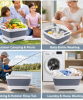 2.4 Gallon Collapsible Dish Basin With Drain Plug For Camping, RV, And Outdoor Use, Space Saving Foldable Sink Tub, Dishpan And Kitchen Storage Tray