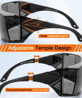 No Sweat Anti Fog Safety Glasses With ANSI Z87 Toughened Lenses UV400 Anti Scratch Side Shields and Quick Adjust Temples for Daily Jobsite Heavy Lifters in a reliable three pack gray kit showing adjustable temple design.