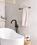 Doux Matte Black 24-Inch Single Towel Bar For Bath And Kitchen, Durable Corrosion-Resistant Metal Mounting Post, Easy Install
