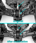 Comparison of original and modified steel differential gear for Traxxas 1/16 scale mini trucks, Beefed Up Steel Front And Rear Differential Gear Set For Traxxas 1 To 16 Scale Mini Maxx Mini Slash XRT VXL 3S Monster Truck Spiral Cut Upgrade Durable RC Diff Gears For Smoother Drivetrain And Long Lasting Performance