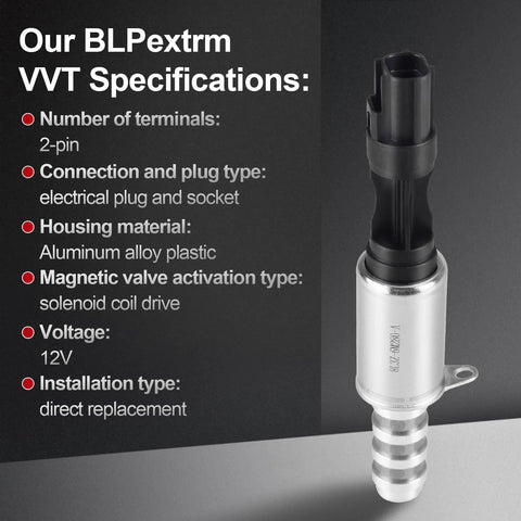 VVT Solenoid Replacement For Ford F150 Explorer Expedition Mustang Lincoln Navigator Lincoln Mark LT 4.6L 5.4L V8 Camshaft Position Actuator Solenoid 8L3Z 6M280 A 2 Pack Fits 3L3Z 6M280 EA 3L3Z6M280EA with aluminum alloy plastic housing and 2-pin connection