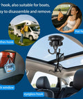 Heavy Duty Suction Cup Hook With Bombproof Grip For Window And Glass Walls Featuring Industrial Grade Nano Pu Base Extreme Temperature Resistant Build Quick Twist Install Holds Your Gear Secure No Sweat Guaranteed used for clothing and eyeglasses in car and RV.
