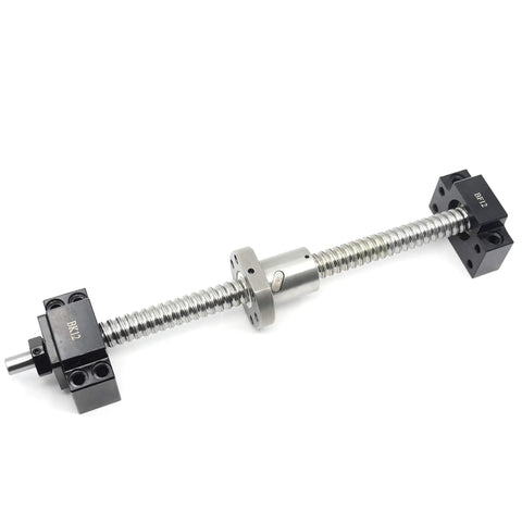 Ball Screw SFU1605 16mm Diameter 5mm Pitch 200mm Total Length With Metal Ball Nut For CNC Machines, shown with BK12 BF12 end supports