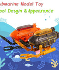 Rad Submarine Toy For Kids With Robotic Arms in bright orange and black, adjustable base, foldable design, transformable shapes
