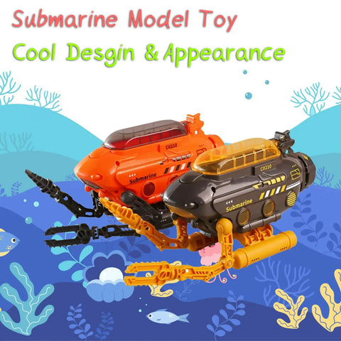Rad Submarine Toy For Kids With Robotic Arms in bright orange and black, adjustable base, foldable design, transformable shapes
