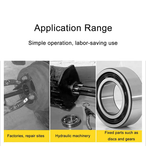 Application range of Heavy Duty Hydraulic Gear Puller Kit 15 Ton for removing fixed parts like discs and gears.