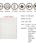Self Adhesive 3D Foam Faux Brick Wall Panels 10 Pack Peel And Stick Waterproof Brick Tile Decor with dimensions and features.
