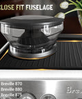 Espresso tamping mat installed on Breville 870/880, black silicone, 11x9.25in, non-slip