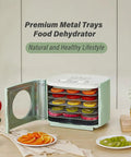 Built Tough 5 Tray Food Dehydrator With No Fuss Digital Timer And Precise Temperature Control Slick Stainless Steel Racks showing dried fruit slices