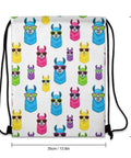 Lightweight Drawstring Sackpack For Gym And Travel Durable Polyester Secure Braided Drawstring To Keep Belongings Safe Ideal Beach Bag Everyday Use With Rainbow Llama Sunglasses Design, 16x14 inches.