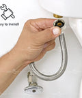 16 Inch Flexible Toilet Water Supply Line With Braided Stainless Steel Hose Connector being installed
