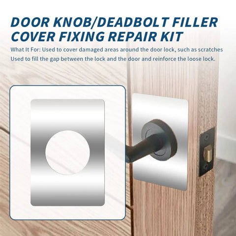4 Piece Stainless Steel Door Reinforcement Plates Set For Covering Damaged Holes And Fixing Loose Locks in use on wooden door