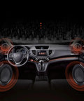 Car interior with Tough 1W Car Radio External Speaker, 3.5mm plug, heavy duty ABS shell, clear audio for mobile transceivers and HAM radios.