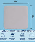 HTVRONT heat press mat, 15x15 inches, gray, double-sided ironable surface