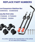 Front Suspension Stabilizer Bar And Sway Bar Link Kit For Dodge Ram 1500 2011 2018 And Ram Classic 2019 2022 4WD Replacing 55398938AC And 55398938AB With K80894 And 5170290, links, bushings, bolts