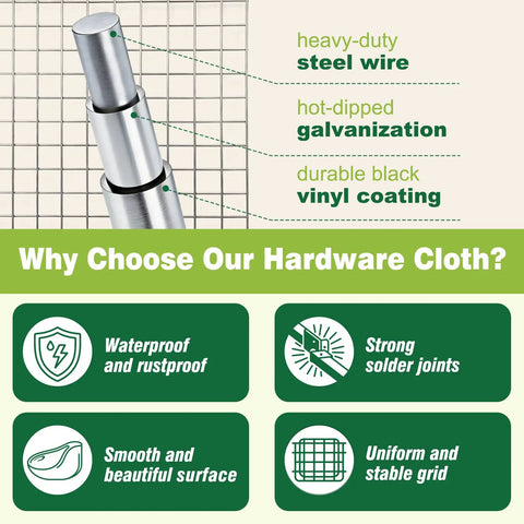 Heavy Duty 16 Inch By 50 Foot Hardware Cloth Welded Wire Mesh With Half Inch Openings Hot Dipped Galvanized For Chicken Coops And Garden Fencing Beefy Outdoor Mesh features