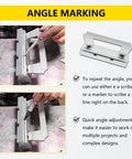 Images of a Heavy Duty Magnetic Bevel Jig For Knife Making And Metal Sharpening Built Tough From Steel Workhorse Tool demonstrating angle marking.