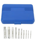 Professional EBTOOLS Screw Tap Extractor Set With 10 Pieces Quenched Alloy Steel Broken Screw Removal Tool Kit For Stripped Screws And Taps Includes Storage Box Made In America blue case with 10 extractors