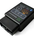 Compact Bluetooth OBD2 Scanner Diagnostic Tool For Your Ride Nail Down Engine Trouble Fast with LED indicators, black ABS housing.