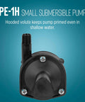 Epoxy Encapsulated Small Submersible Direct Drive Pump 115 Volt 170 GPH Hooded Volute for Shallow Water Black Model 518203