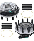 Two Piece Front Wheel Bearing And Hub Assembly Set For Front Left And Front Right Sides With Ten Wheel Studs And Four Bolt Holes