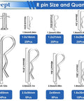 304 Stainless Steel Cotter Pin Kit With 200 Pieces Assortment Hitch Clips sizes and quantities chart