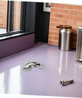 Concealed Hidden Cabinet Hinges 90 Degree Curved For Doors Two Piece Stainless Steel Industrial Grade against brick wall and floor