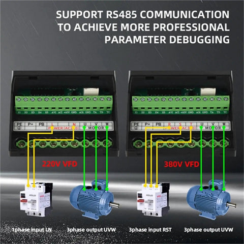 Get Real Control With This Variable Frequency Drive Inverter From 3KW To 5KW VFD 380V AC Motor Speed Controller For Ultra Smooth Adjustable RPMs And Easy Motor Tuning. RS485 wiring diagram