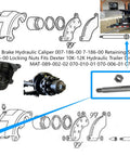 Heavy Duty Disc Brake Hydraulic Caliper Kit With Retaining Bolts And Locking Nuts For 10k And 12k Straight Axles layout with components.