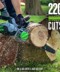 Beast Of A 16 Inch Cordless Chainsaw With Brushless Motor Power Equivalent To 35Cc Gas For Smooth Fast Cuts in action on wood log