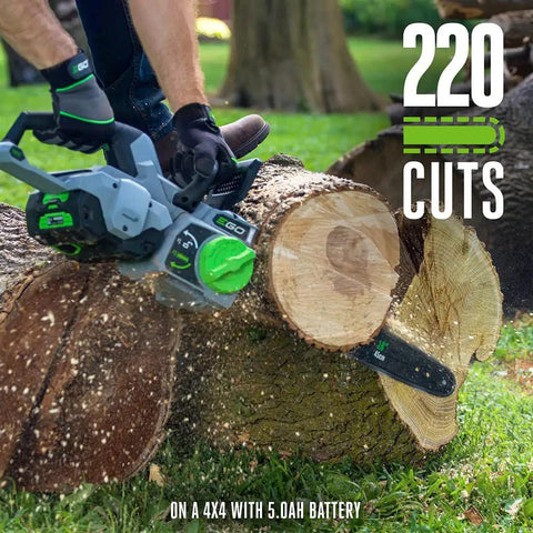 Beast Of A 16 Inch Cordless Chainsaw With Brushless Motor Power Equivalent To 35Cc Gas For Smooth Fast Cuts in action on wood log