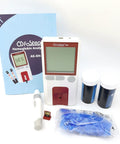 DIY Home Hemoglobin Meter Kit With 25 Strips, 25 Lancets, Lancing Device, Quality Control Strip, Storage Bag And English Manual For Easy At Home Testing, Fast 15 Second Readings And Accurate Hemoglobin Measurements, with meter and accessories