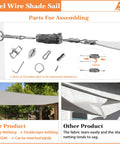 12 X 40 Sun Shade Sail With Wire Cable And A Rings, parts for assembly, comparison with other canopy fabric in outdoor setting.