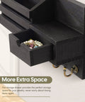 Wall Mounted Key And Mail Organizer With Six Hooks And A Storage Drawer Easy Install Entryway Decor, black finish with open drawer