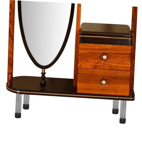 Wooden cabinet with mirror and adjustable rubber furniture isolators for anti slip vibration control and silent mounts leveling feet
