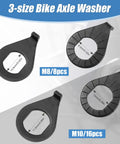 Close-up of 48 Piece Bike Nuts And Safety Washers Kit with M8 M9.5 M10 sizes for city road and mountain bike wheels.