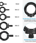 M8x15mm Lifting Shoulder Eyebolt Set 5 Pieces Black 304 Stainless Steel Lifting Ring Eyebolts With Hex Nut Lock Washer