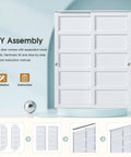 Sliding Closet Door 64x80 Inches 5 Panel Bypass Barn Doors With Concealed Hardware Track Kit White Finish DIY Assembly