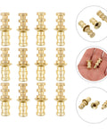 Gold metal table pins and dowels set for furniture joints and desk assembly alignment pins with close-up details