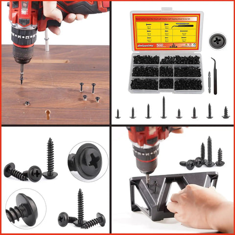 Real Deal Heavy Duty 400 Piece Black Carbon Steel Self Tapping Screws Assortment Kit With Pan Heads And Fasteners for wood projects