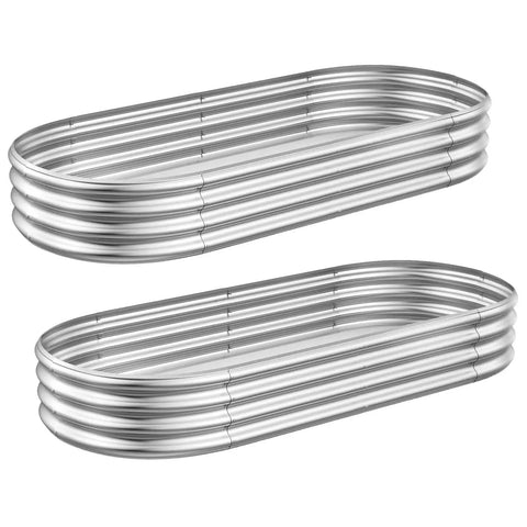 Two Pack Metal Raised Garden Bed 4x2x1ft Galvanized Planter Box For Backyard Veggies And Flowers Open Bottom Drainage Design