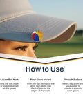 Woman wearing a cap with Beach Ball Crystal Golf Marker For Putting Green, Premium 1 Inch Ball Marker, Unique Alignment Accessory