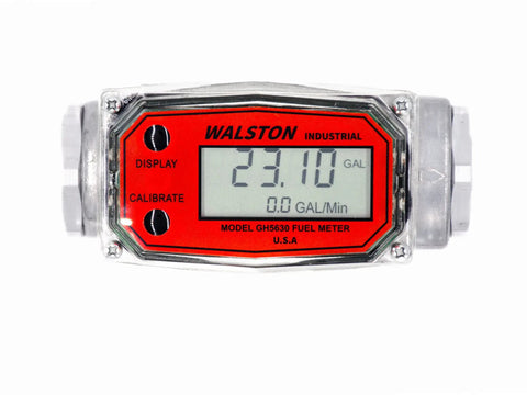 Front view of Industrial Digital Fuel Meter for diesel gasoline kerosene and lubricants with three quarter inch NPT connection