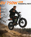 Man riding rugged electric bike for adults with 500W brushless motor, 48V 18Ah battery, 90Nm torque, off-road, 20x4 inch tires