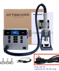1000W Soldering Station With Intelligent Hot Air Rework For Diy Phone And PCB Repairs Three Channel Control With Adjustable Temperature And Airflow Magnetic Switch Real Time Operation And Auto Cooldown For Quick Fixes with interchangeable nozzles and power plug accessories.